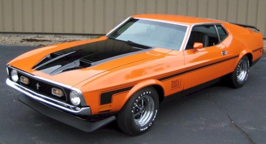 orange ford mustang fastback 1971